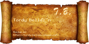 Tordy Belián névjegykártya